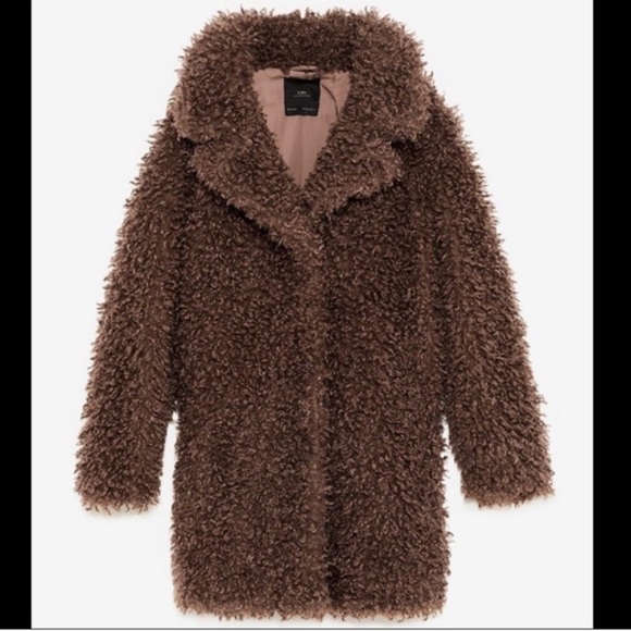 Zara Brown Teddy Coat - Picture 2 of 5